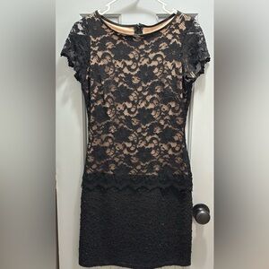 Joseph Ribkoff Women’s Black Lace Sequin Dress Nude Style 143447 Size 6